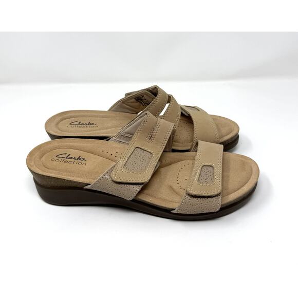 Clarks Women's Calenne Maye Wedge Sandal, Sand Combi,  Size 9.5 - Picture 3 of 7